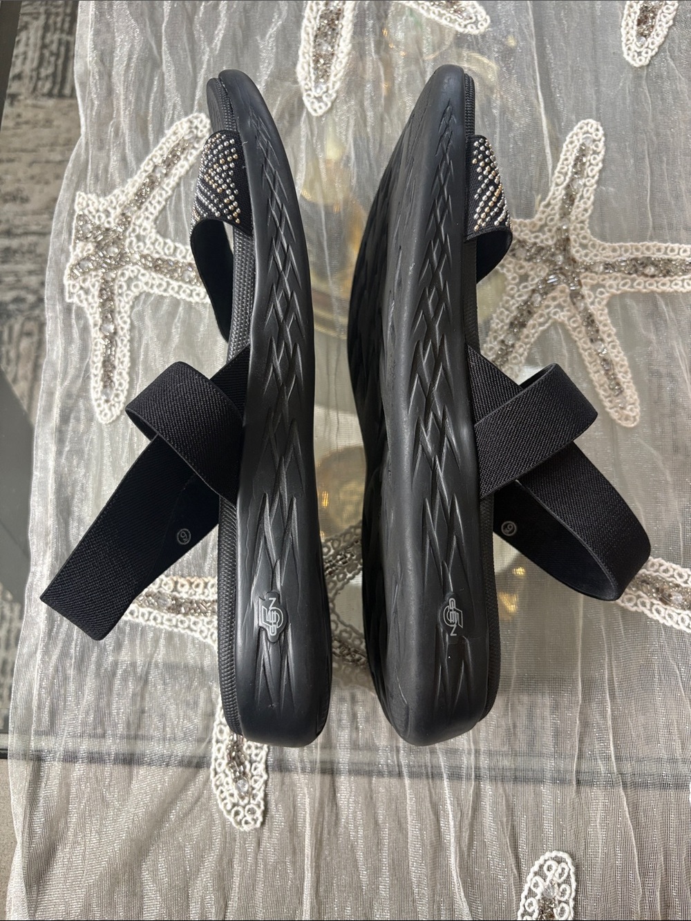 Skechers Women's Black Strappy Beaded Sandals - Picture 4 of 5